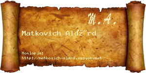 Matkovich Alárd névjegykártya